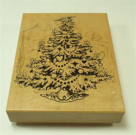 rubber stamp christmas tree|wooden rubber stamps for christmas.